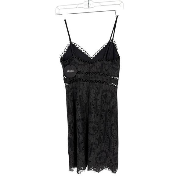 Storia Spaghetti Strap Lace Sheath Mini Dress size Small Gray New - Picture 3 of 14